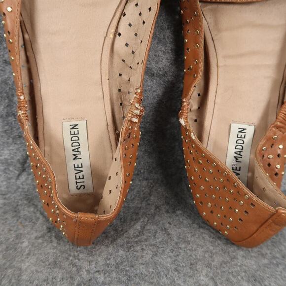 Steve Madden Shoes Womens 9 Ballet Flats Studs Perforated Brown Slip On Casual - Picture 8 of 12